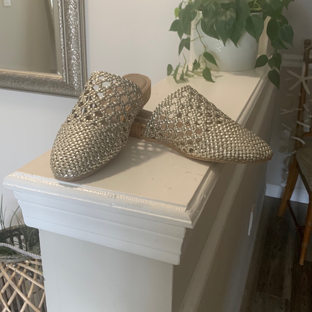 Donald Pilner Pointed Toe Silver/Metallic Slipons